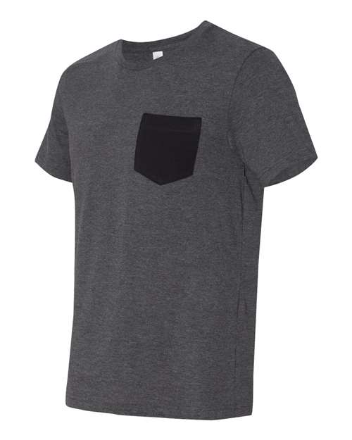 Jersey Pocket Tee - Side - B01906113 - Dark Grey Heather/ Black