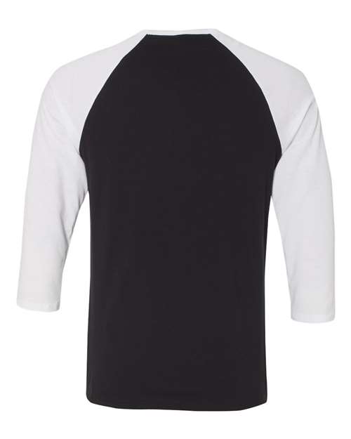 Three-Quarter Sleeve Baseball Tee - Back - B80106022 - Black/ White
