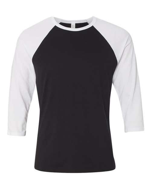 Three-Quarter Sleeve Baseball Tee - Front - B80106022 - Black/ White
