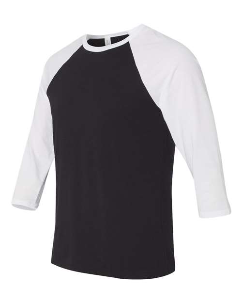 Three-Quarter Sleeve Baseball Tee - Side - B80106022 - Black/ White