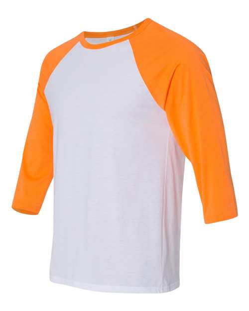 Three-Quarter Sleeve Baseball Tee - Side - B80106042 - White/ Neon Orange