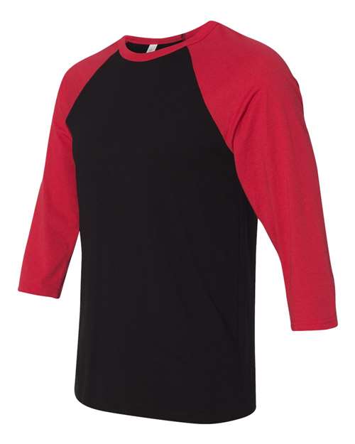 Three-Quarter Sleeve Baseball Tee - Side - B80106822 - Black/ Red