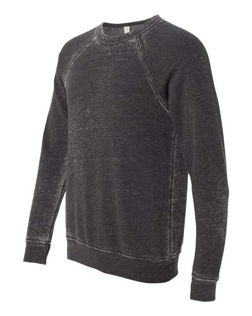 Sponge Fleece Raglan Crewneck Sweatshirt - Side - B85106352 - Grey Acid Wash