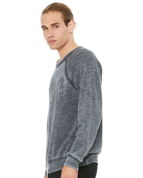 Sponge Fleece Raglan Crewneck Sweatshirt - OnModelSide - B85106352 - Grey Acid Wash