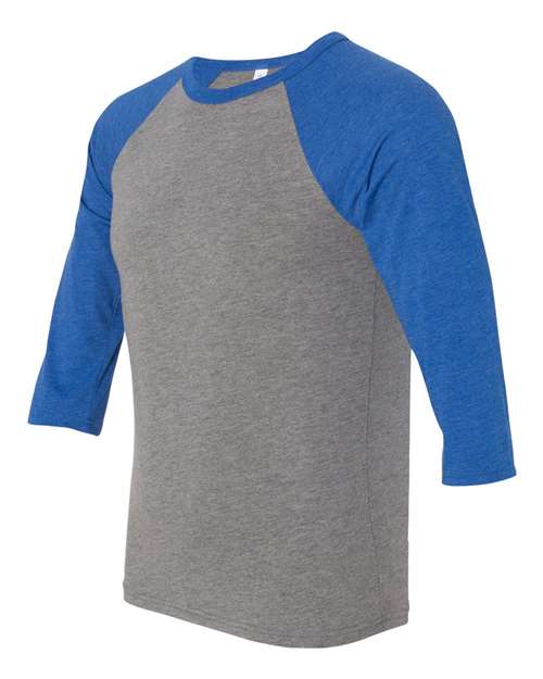 Three-Quarter Sleeve Baseball Tee - Side - B80106742 - Grey/ True Royal Triblend
