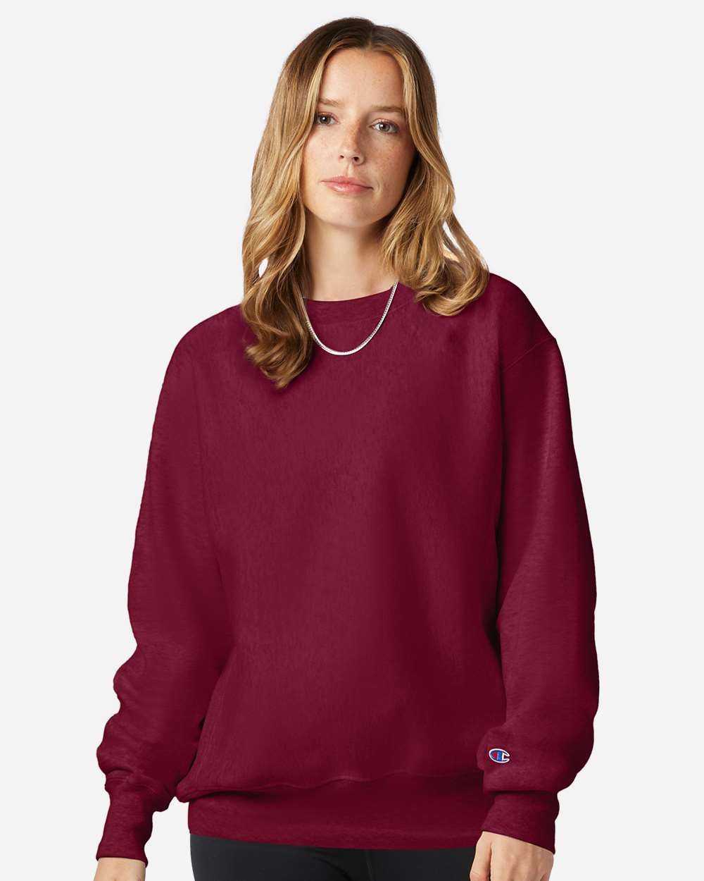 Reverse Weave® Crewneck Sweatshirt - OnModelFront - B20384523 - Cardinal