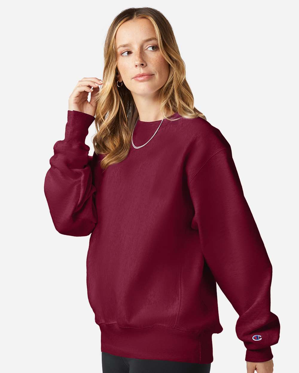 Reverse Weave® Crewneck Sweatshirt - OnModelSide - B20384523 - Cardinal