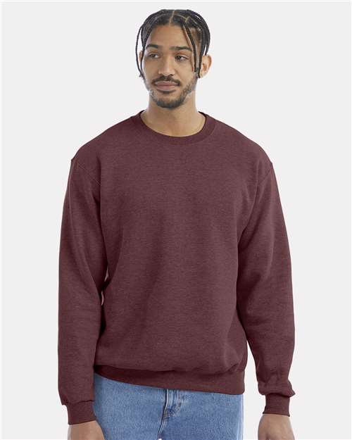Powerblend® Crewneck Sweatshirt - OnModelFront - B21284543 - Maroon Heather
