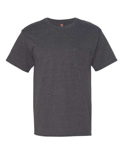 Beefy-T® Pocket T-Shirt - Front - B08500093 - Charcoal Heather