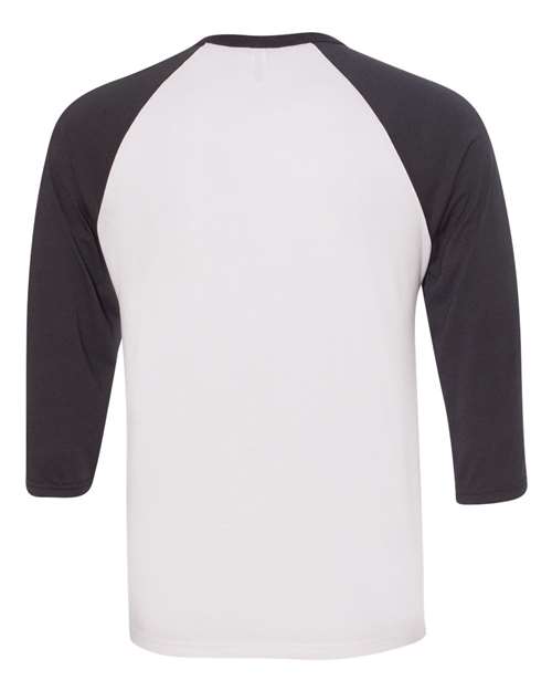 Three-Quarter Sleeve Baseball Tee - Back - B80106202 - White/ Dark Grey