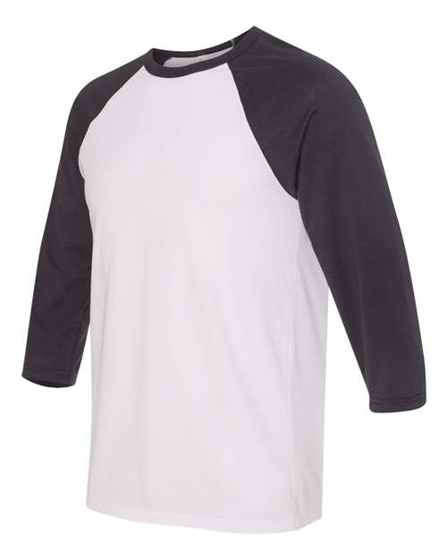 Three-Quarter Sleeve Baseball Tee - Side - B80106202 - White/ Dark Grey