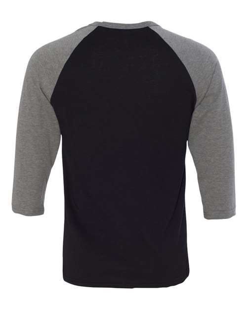 Three-Quarter Sleeve Baseball Tee - Back - B80106082 - Black/ Deep Heather