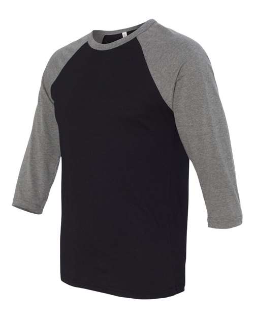 Three-Quarter Sleeve Baseball Tee - Side - B80106082 - Black/ Deep Heather