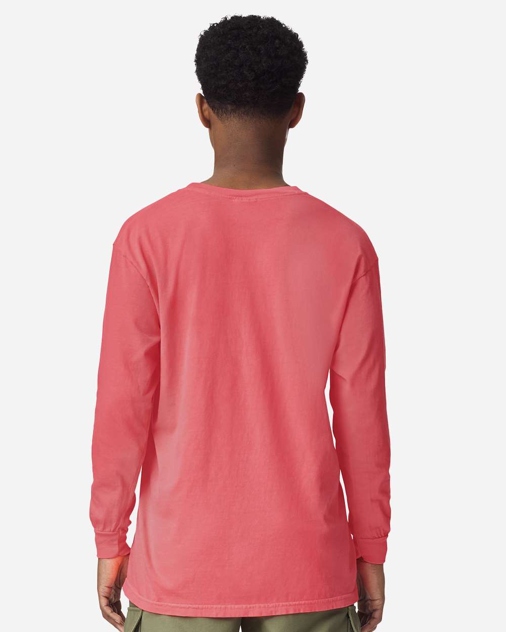 Garment-Dyed Heavyweight Long Sleeve T-Shirt - OnModelBack - B08108463 - Watermelon