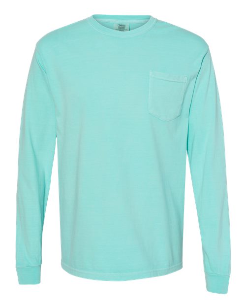 Garment-Dyed Heavyweight Long Sleeve Pocket T-Shirt - Front - B18508473 - Chalky Mint
