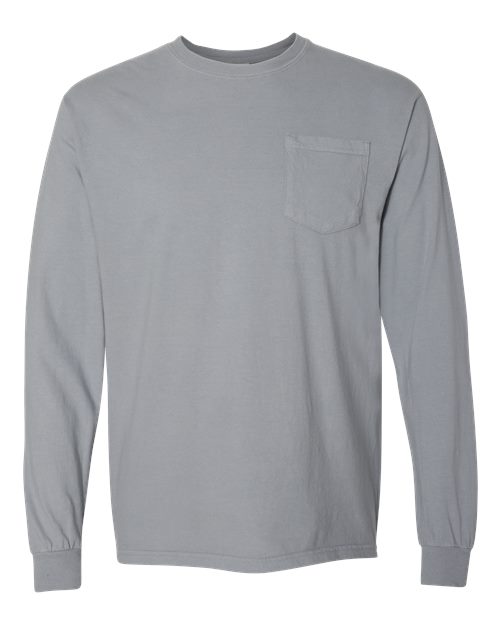 Garment-Dyed Heavyweight Long Sleeve Pocket T-Shirt - Front - B18508593 - Granite