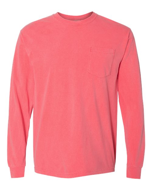Garment-Dyed Heavyweight Long Sleeve Pocket T-Shirt - Front - B18508463 - Watermelon