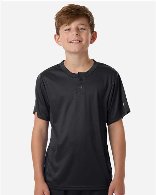 Youth B-Core Placket Jersey - OnModelFront - B27285502 - Black