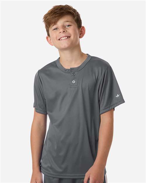 Youth B-Core Placket Jersey - OnModelFront - B27285092 - Graphite
