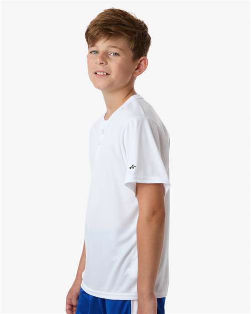Youth B-Core Placket Jersey - OnModelSide - B27285002 - White