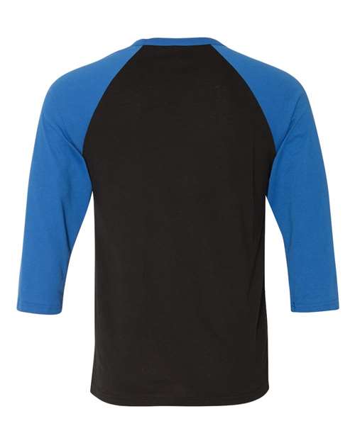 Three-Quarter Sleeve Baseball Tee - Back - B80106762 - Black/ True Royal