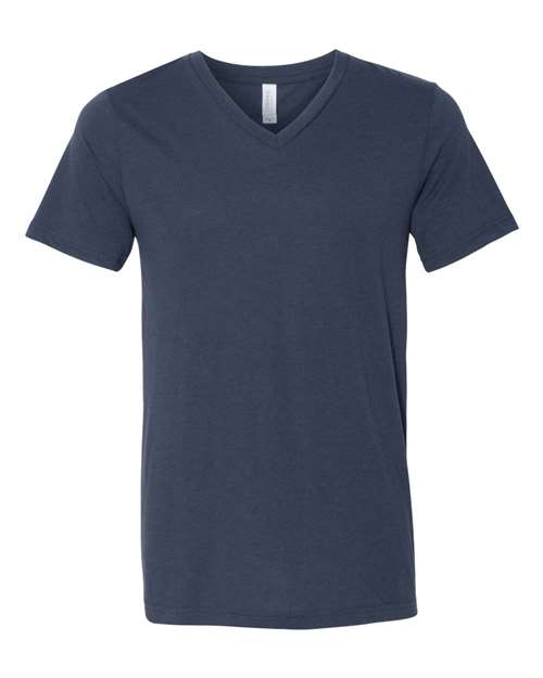 Unisex Triblend V-Neck Tee - Front - B02006632 - Solid Navy Triblend