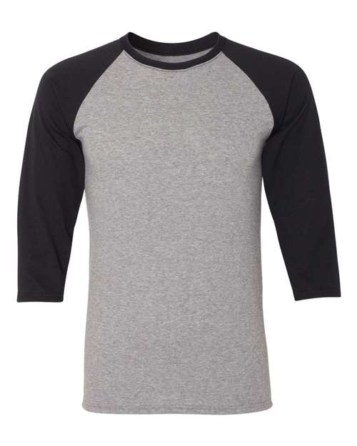 Triblend Three-Quarter Raglan Baseball T-Shirt - Front - B14835503 - Oxford/ Black
