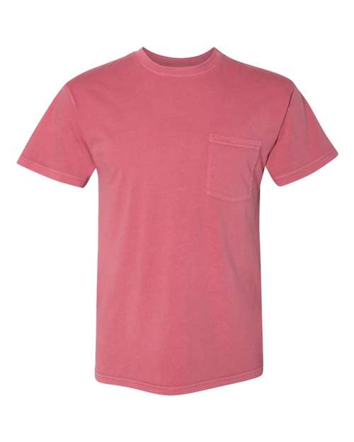 Inspired Dye Short Sleeve Pocket Crew - Front - B39618322 - Smoked Paprika