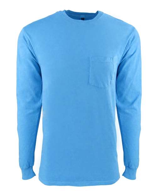 Inspired Dye Long Sleeve Pocket Crew - Front - B39818252 - Ocean