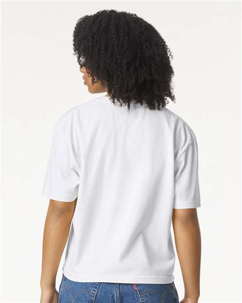 Women's Garment-Dyed Heavyweight Boxy T-Shirt - OnModelBack - B18008005 - White
