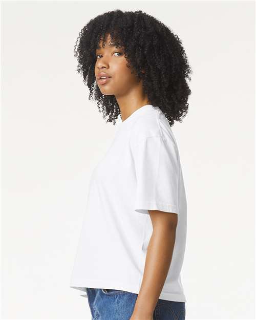 Women's Garment-Dyed Heavyweight Boxy T-Shirt - OnModelSide - B18008005 - White
