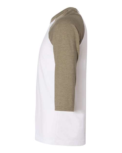Three-Quarter Sleeve Baseball Tee - DirectSide - B80106622 - White/ Heather Olive