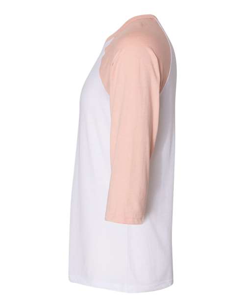 Three-Quarter Sleeve Baseball Tee - DirectSide - B80106337 - White/ Heather Peach