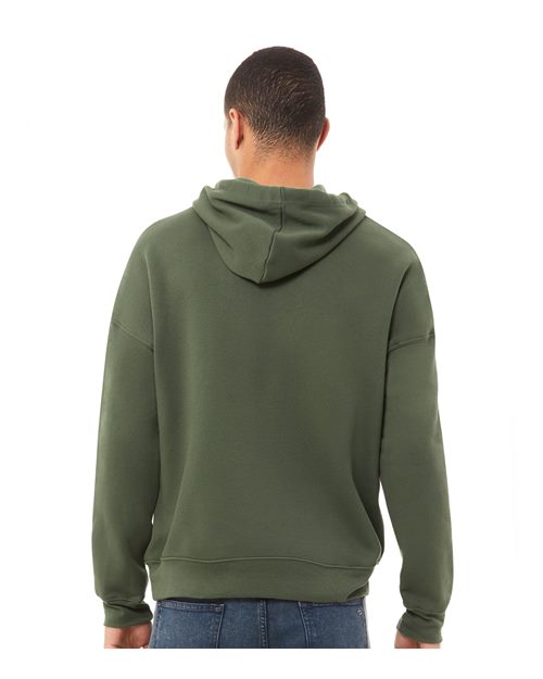 Sponge Fleece Drop Shoulder Hoodie - OnModelBack - B36906062 - Military Green