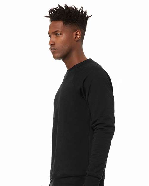 Sponge Fleece Raglan Crewneck Sweatshirt - OnModelSide - B85106062 - Black Heather