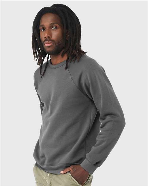 Sponge Fleece Raglan Crewneck Sweatshirt - OnModelSide - B85106852 - Asphalt