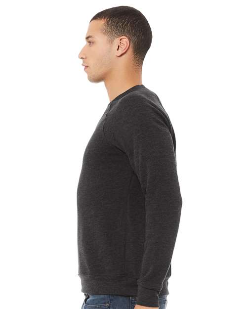 Sponge Fleece Raglan Crewneck Sweatshirt - OnModelSide - B85106102 - Dark Grey Heather