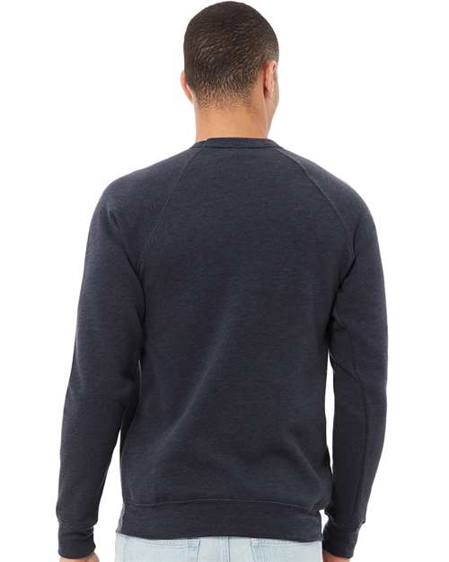 Sponge Fleece Raglan Crewneck Sweatshirt - OnModelBack - B85106632 - Heather Navy