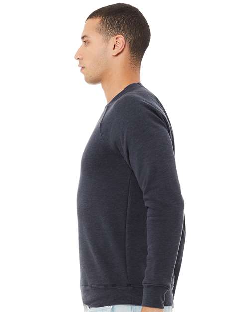 Sponge Fleece Raglan Crewneck Sweatshirt - OnModelSide - B85106632 - Heather Navy