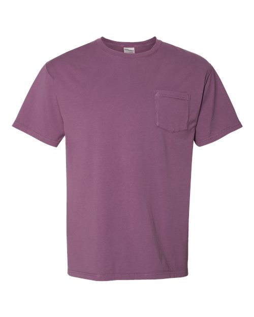 Garment-Dyed Pocket T-Shirt - Front - B35200673 - Purple Plum Raisin