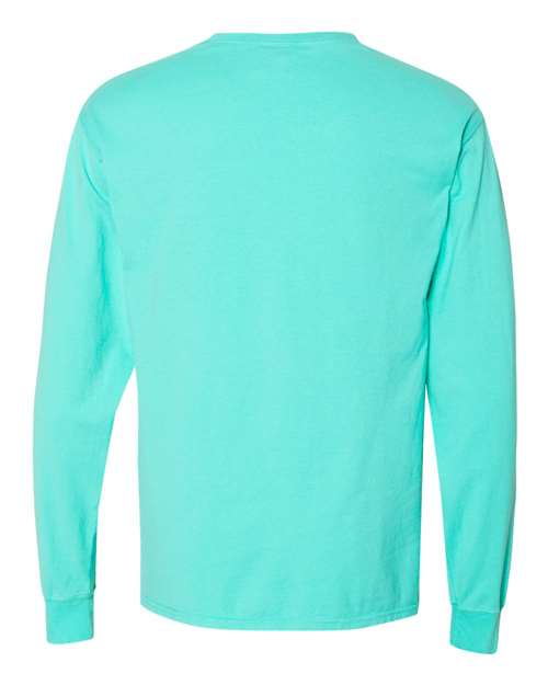 Garment-Dyed Long Sleeve T-Shirt With a Pocket - Back - B35400873 - Mint