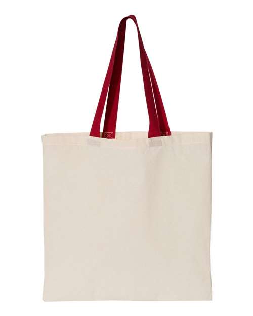 Contrast-Color Handle Tote - Back - B10566700 - Natural/ Red