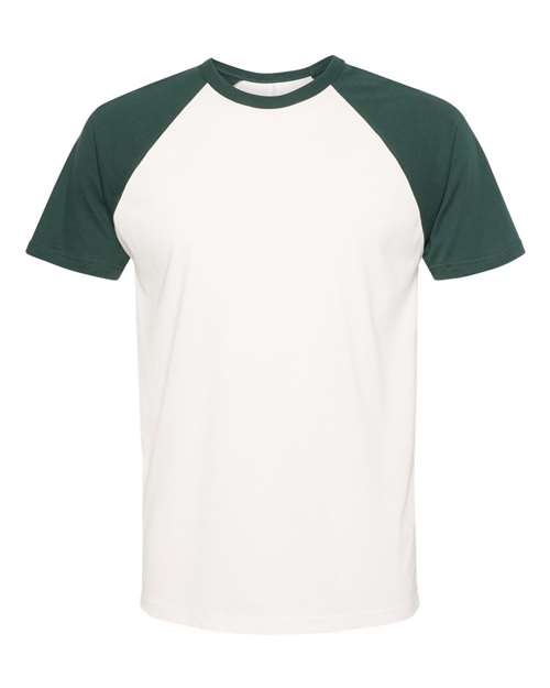 Cotton Raglan T-Shirt - Front - B21518542 - Forest Green/ Natural