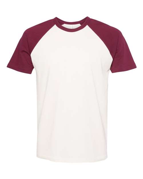 Cotton Raglan T-Shirt - Front - B21518532 - Maroon/ Natural