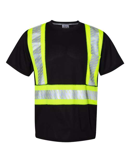EV Series® Enhanced Visibility Contrast Pocket T-Shirt - Front - B88529179 - Black/ Lime - B200