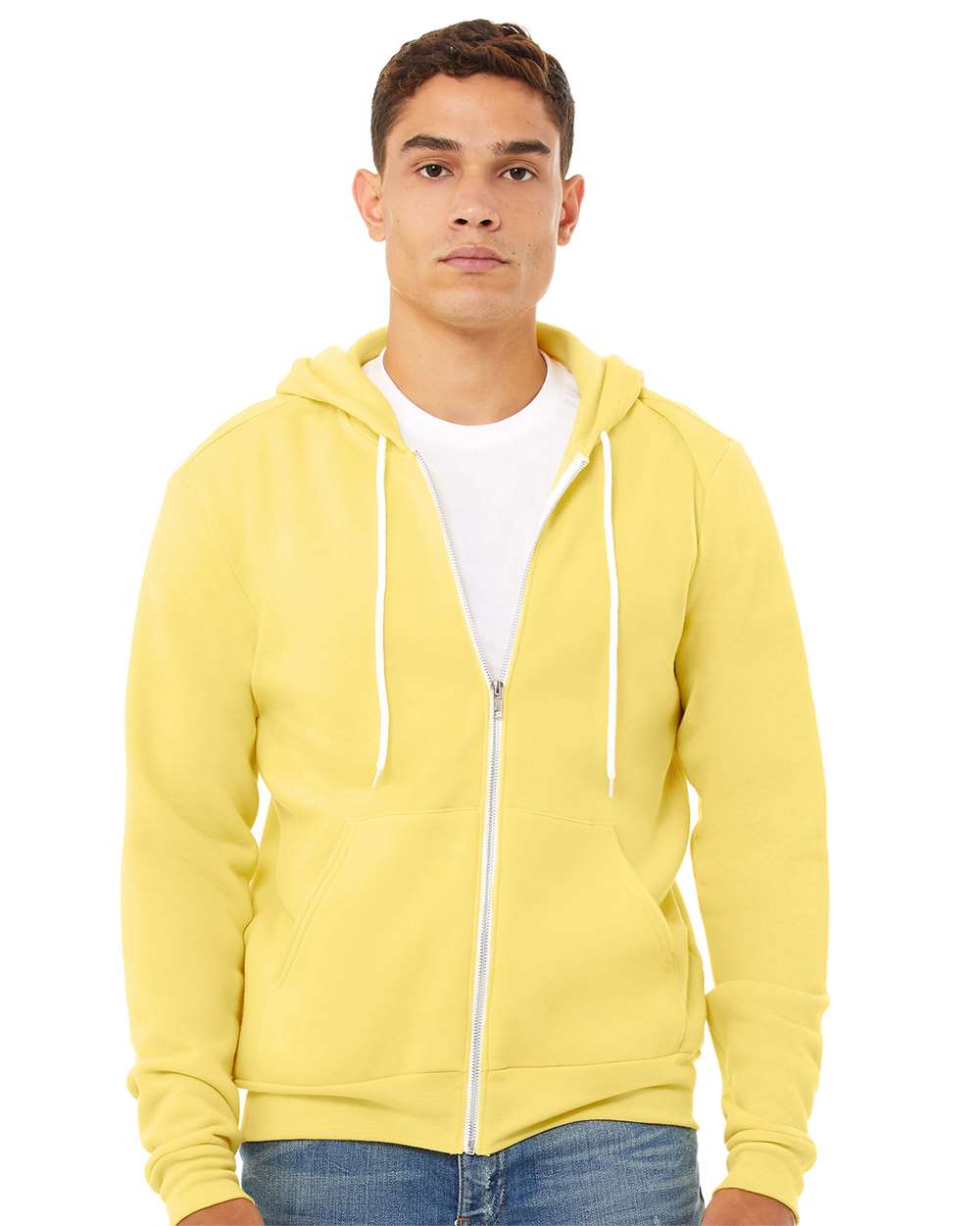 Sponge Fleece Full-Zip Hoodie - OnModelFront - B80406152 - Yellow