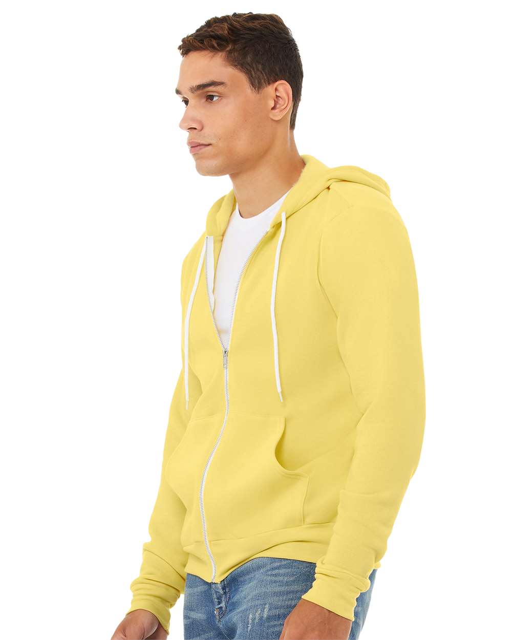 Sponge Fleece Full-Zip Hoodie - OnModelSide - B80406152 - Yellow