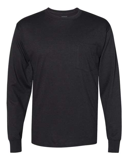 Workwear Long Sleeve Pocket T-Shirt - Front - B25100503 - Black