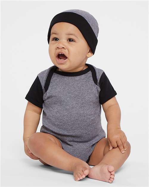 Infant Baby Rib Bodysuit - OnModelFront - B30238801 - Granite Heather/ Black