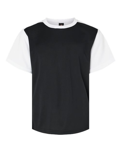 Youth Crewneck Baseball Jersey - Front - B33985112 - Black/ White